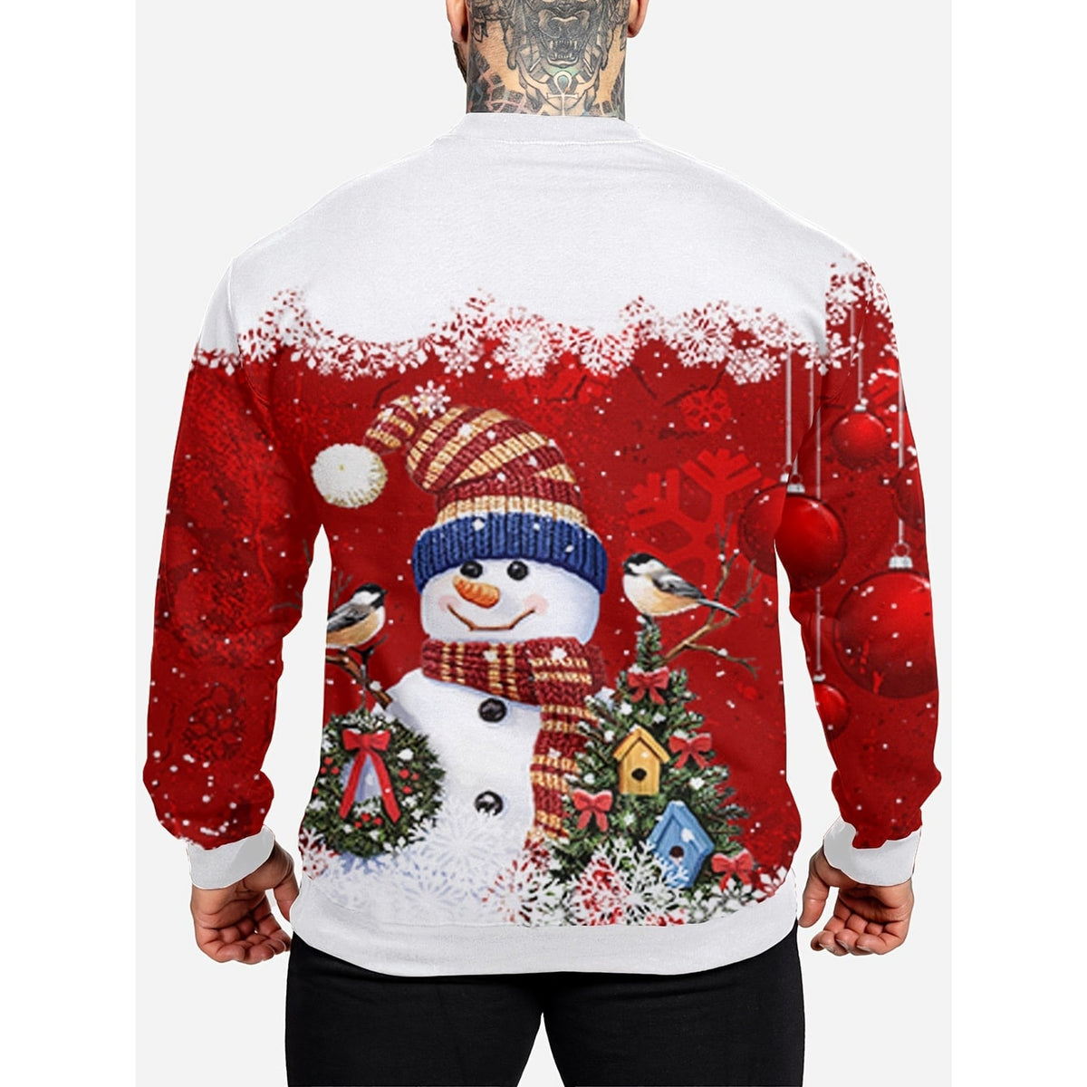 Men's Christmas Crewneck Sweatshirt with Long Sleeves and Festive Print