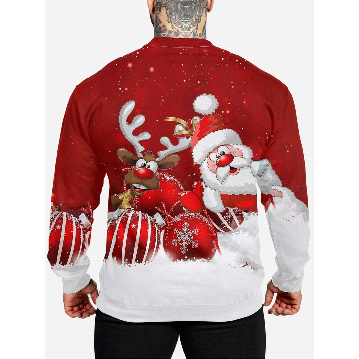 Men's Christmas Crewneck Sweatshirt with Long Sleeves and Festive Print