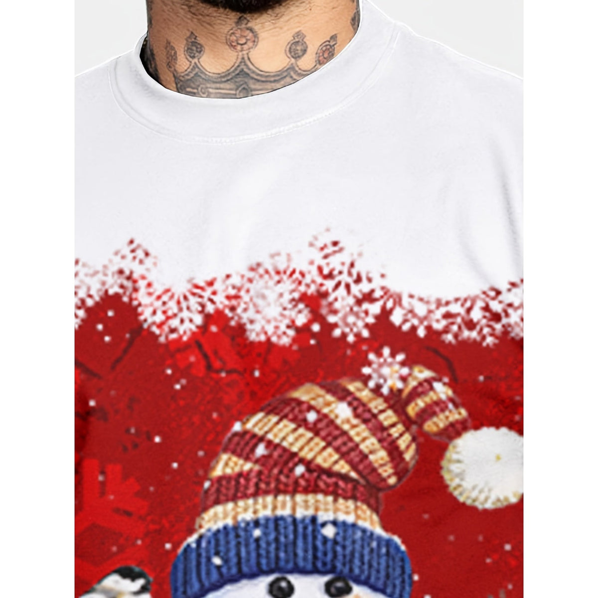 Men's Christmas Crewneck Sweatshirt with Long Sleeves and Festive Print