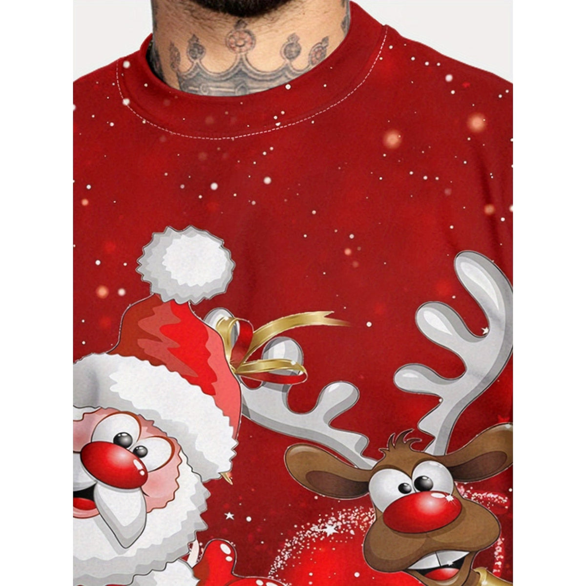 Men's Christmas Crewneck Sweatshirt with Long Sleeves and Festive Print