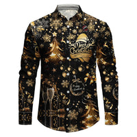 Men's Christmas Shirt with White Button-Up Front, Spread Collar and Holiday Print