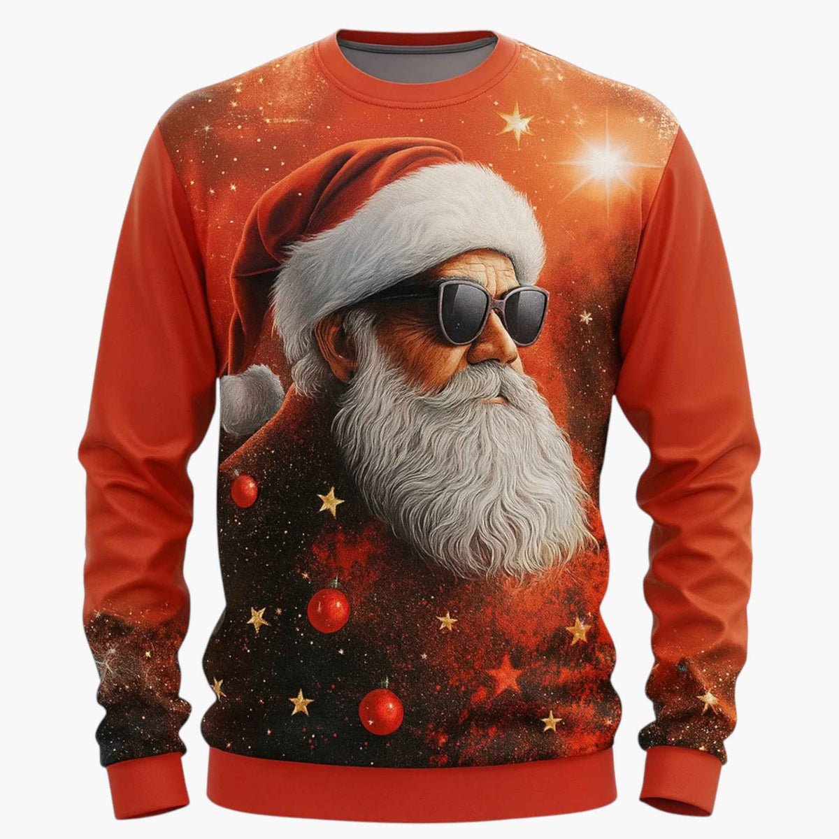 Men's Christmas Sweatshirt with 3D Music Print & Crew Neck - Long-Sleeve Casual Pullover for Winter & Holidays