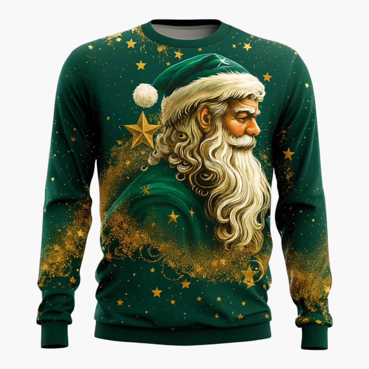 Men's Christmas Sweatshirt with 3D Music Print & Crew Neck - Long-Sleeve Casual Pullover for Winter & Holidays