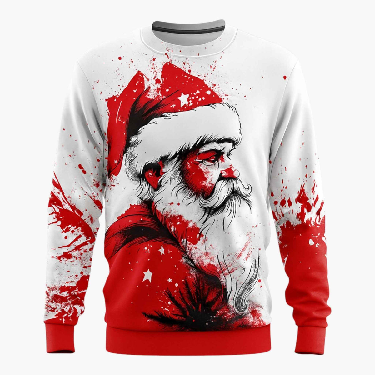 Men's Christmas Sweatshirt with 3D Music Print & Crew Neck - Long-Sleeve Casual Pullover for Winter & Holidays