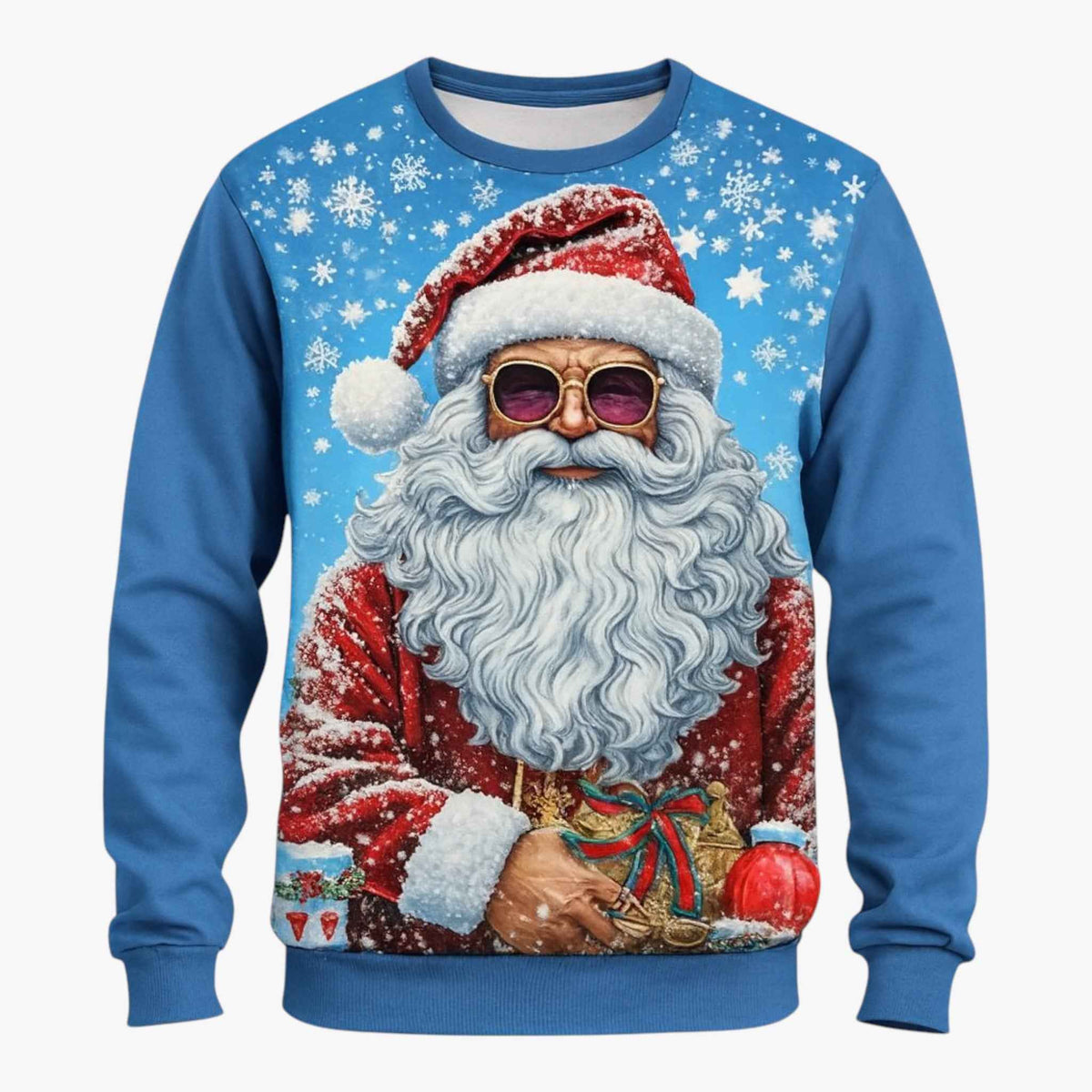 Men's Christmas Sweatshirt with 3D Music Print & Crew Neck - Long-Sleeve Casual Pullover for Winter & Holidays