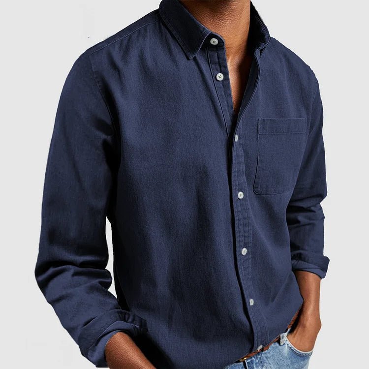 Men's Classic Denim-Style Button Shirt