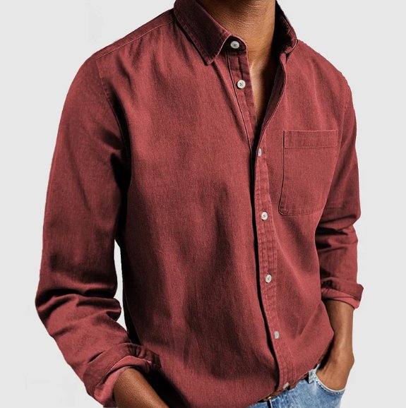 Men's Classic Denim-Style Button Shirt