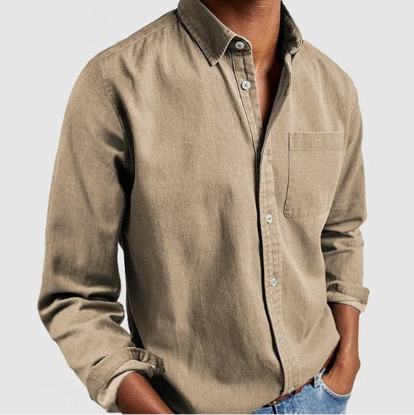 Men's Classic Denim-Style Button Shirt