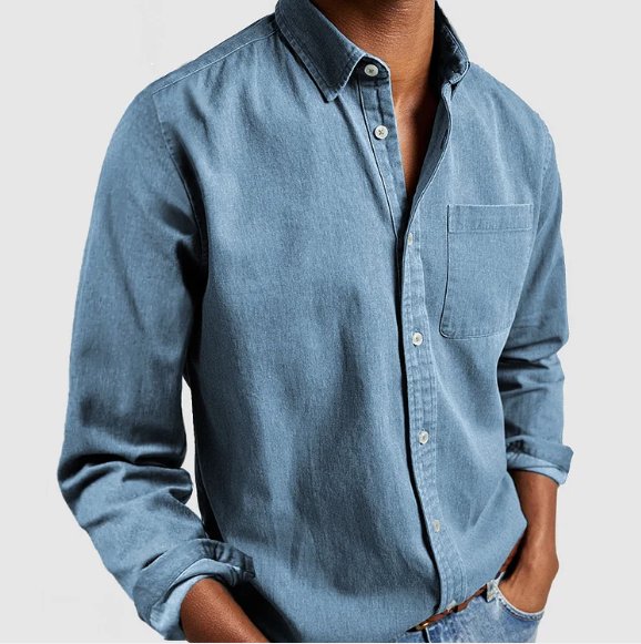 Men's Classic Denim-Style Button Shirt