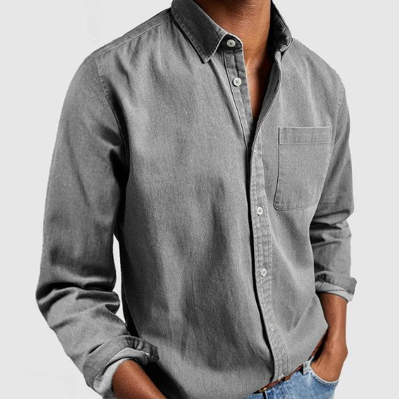 Men's Classic Denim-Style Button Shirt