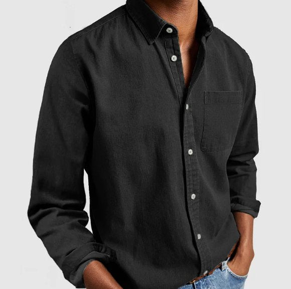 Men's Classic Denim-Style Button Shirt
