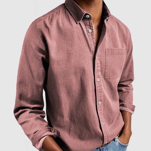 Men's Classic Denim-Style Button Shirt