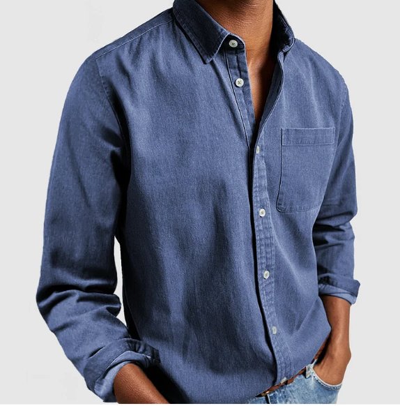 Men's Classic Denim-Style Button Shirt
