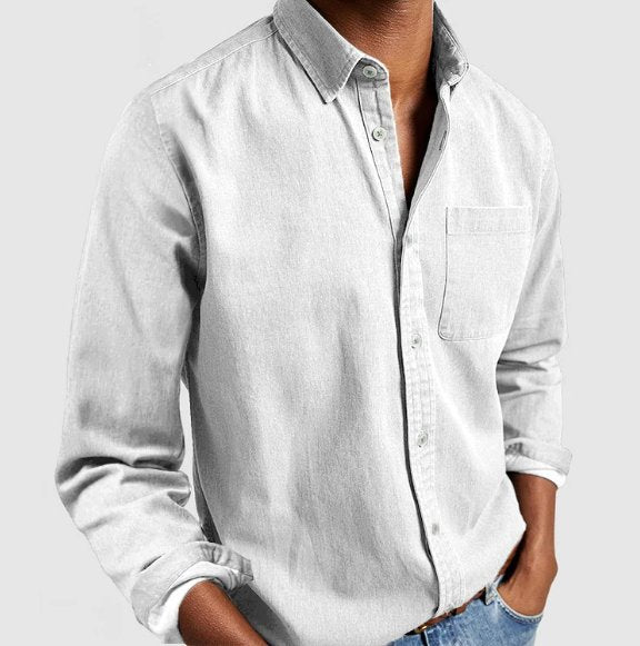 Men's Classic Denim-Style Button Shirt