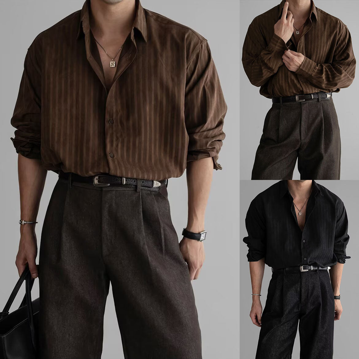 Men's Elegant Fine Ribbed Textured Shirt