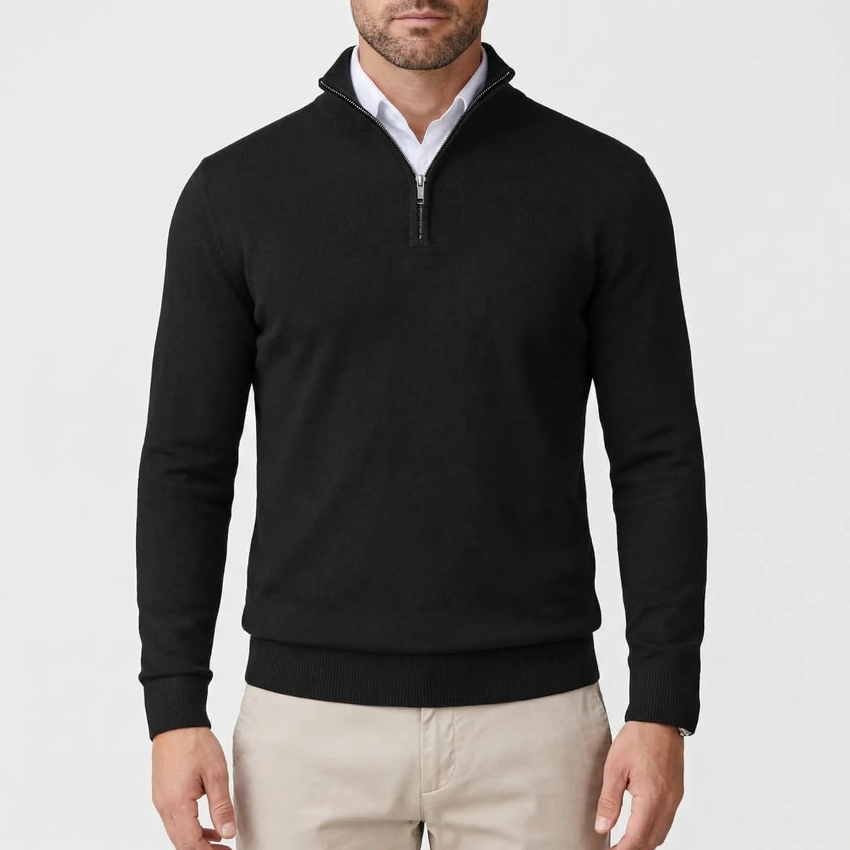 Men's Half-Zip High-Neck Knit Sweater
