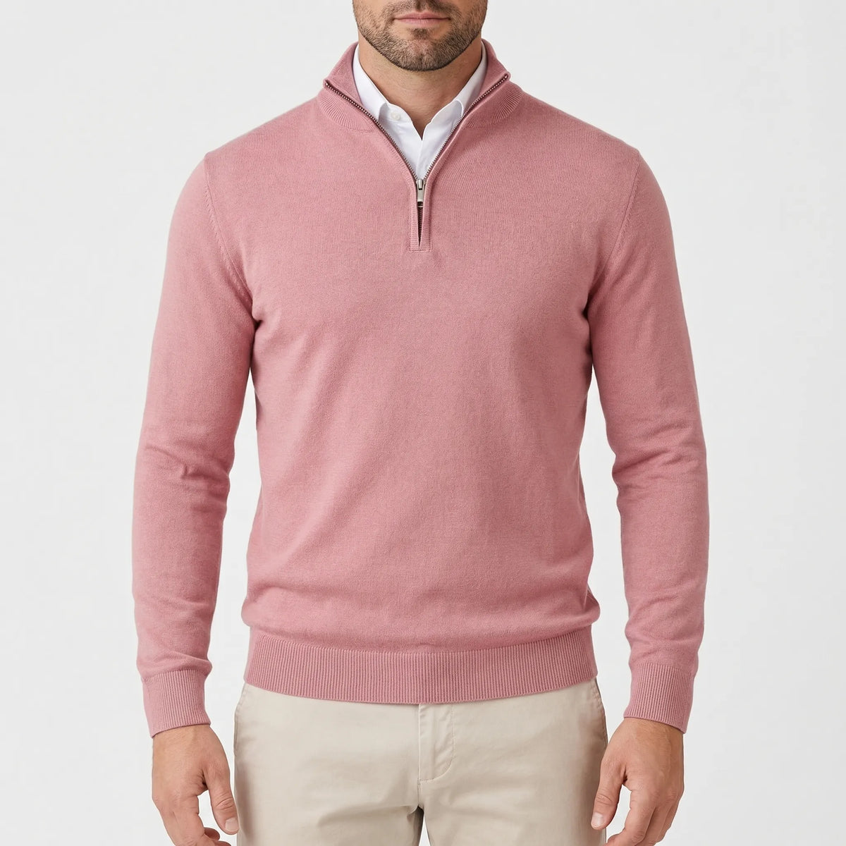 Men's Half-Zip High-Neck Knit Sweater