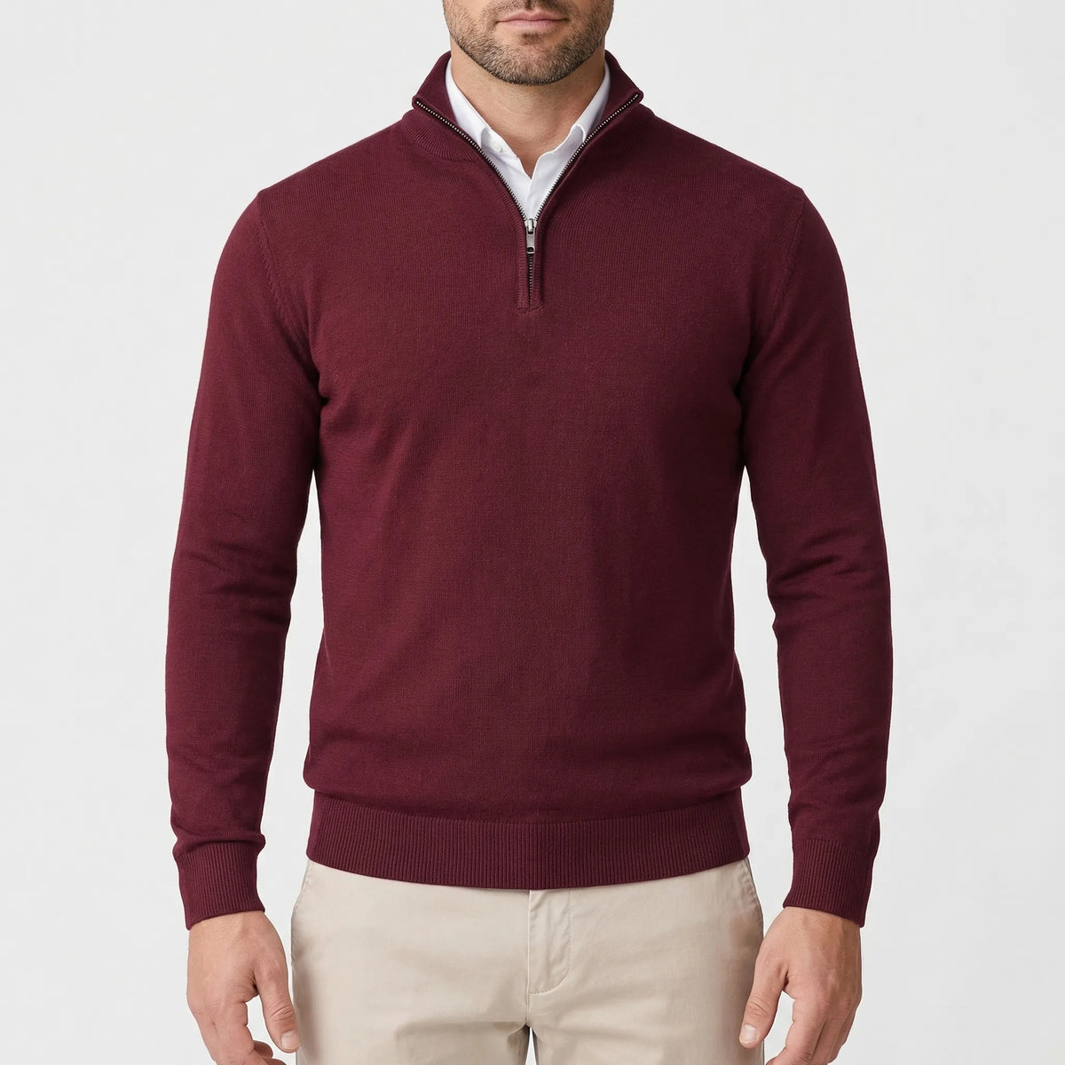 Men's Half-Zip High-Neck Knit Sweater