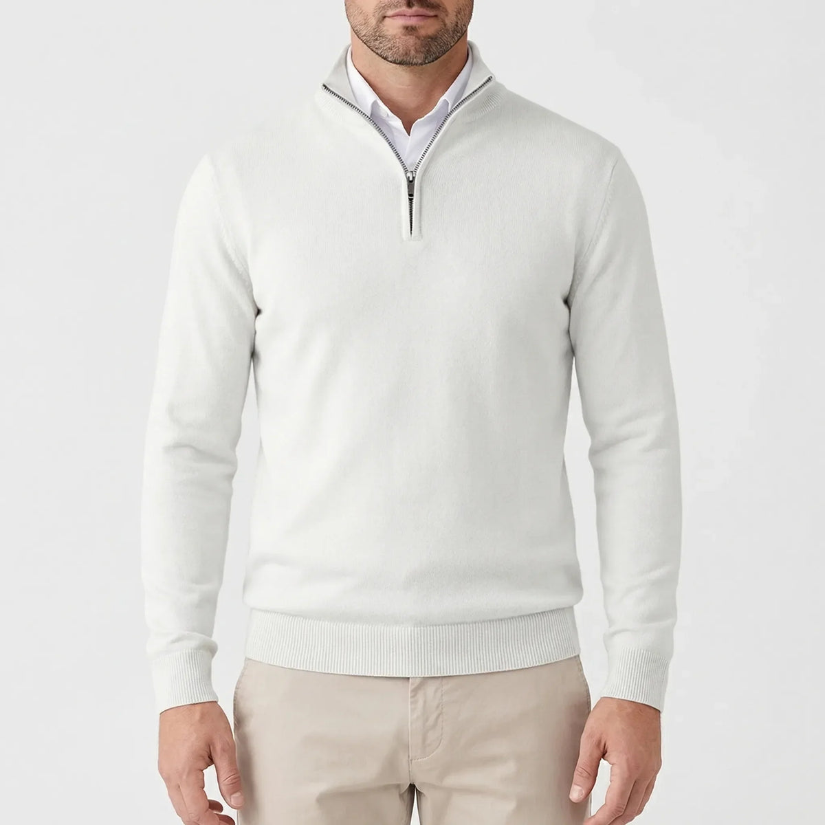 Men's Half-Zip High-Neck Knit Sweater