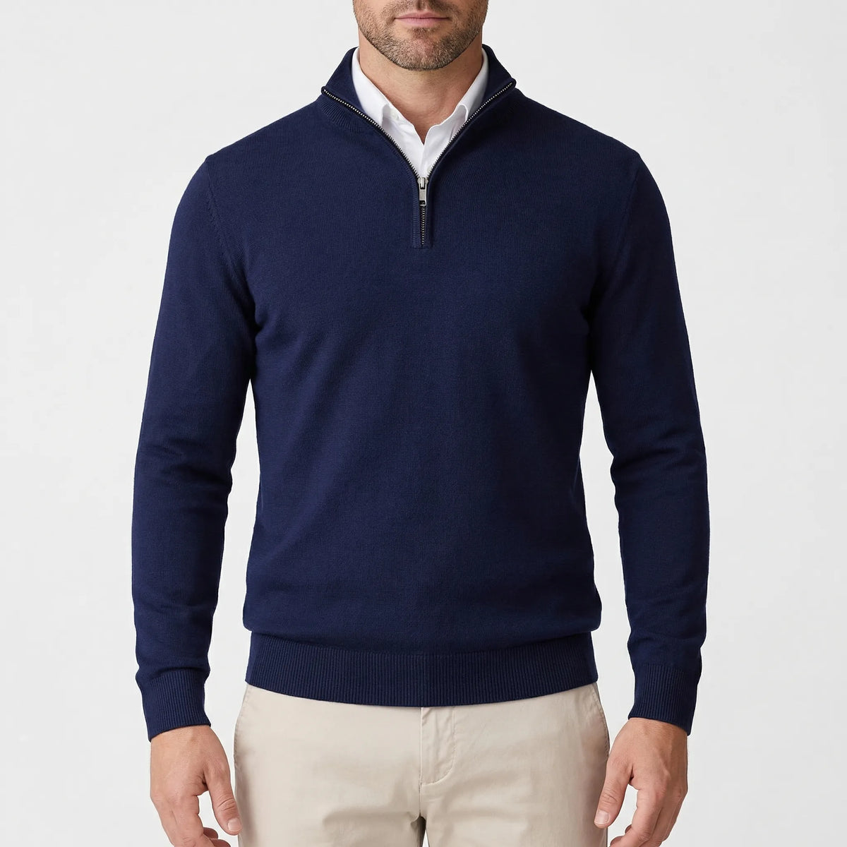 Men's Half-Zip High-Neck Knit Sweater