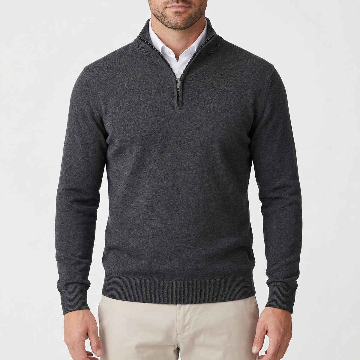 Men's Half-Zip High-Neck Knit Sweater