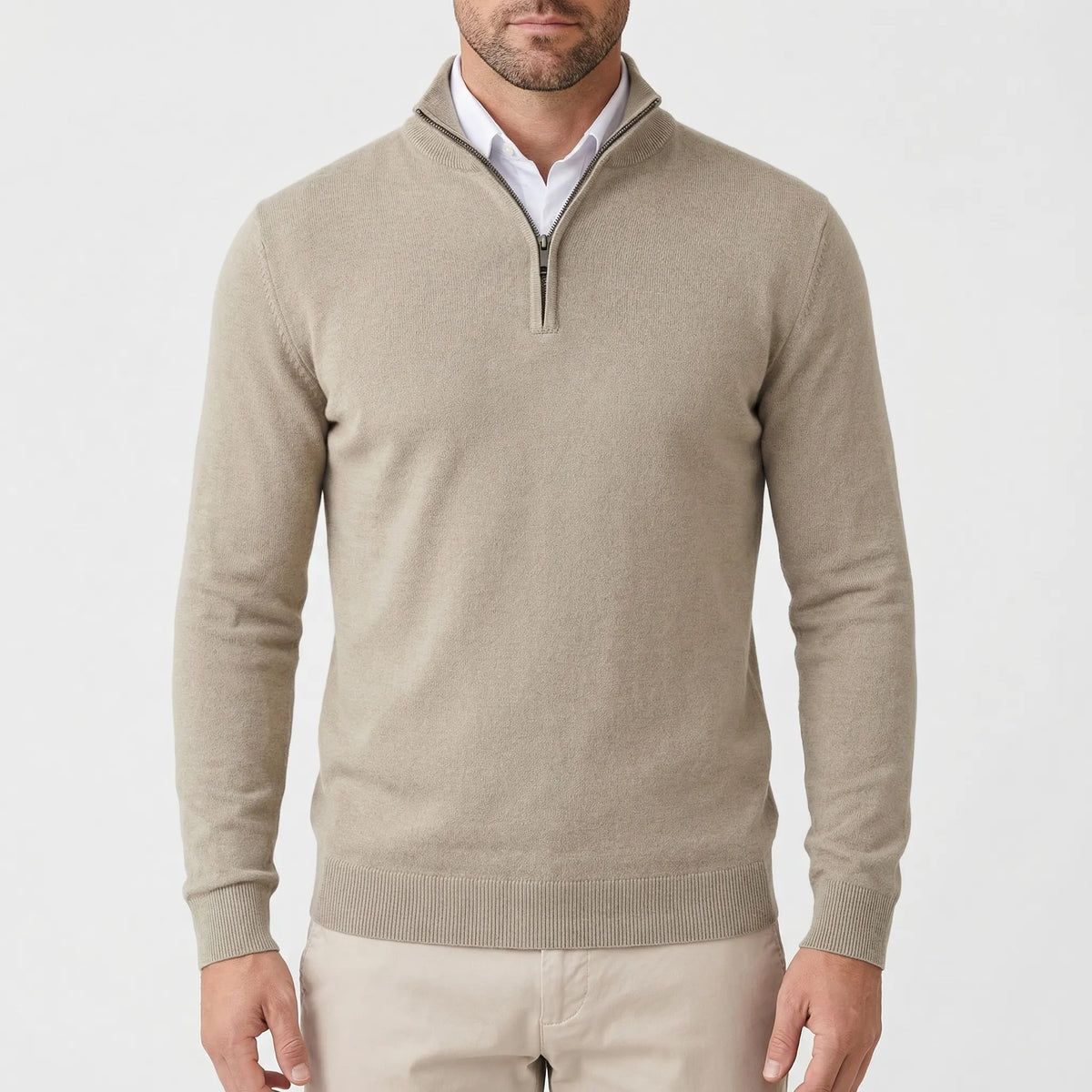 Men's Half-Zip High-Neck Knit Sweater