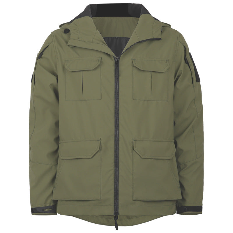 Men's Hooded Field Jacket with Four Cargo Pockets