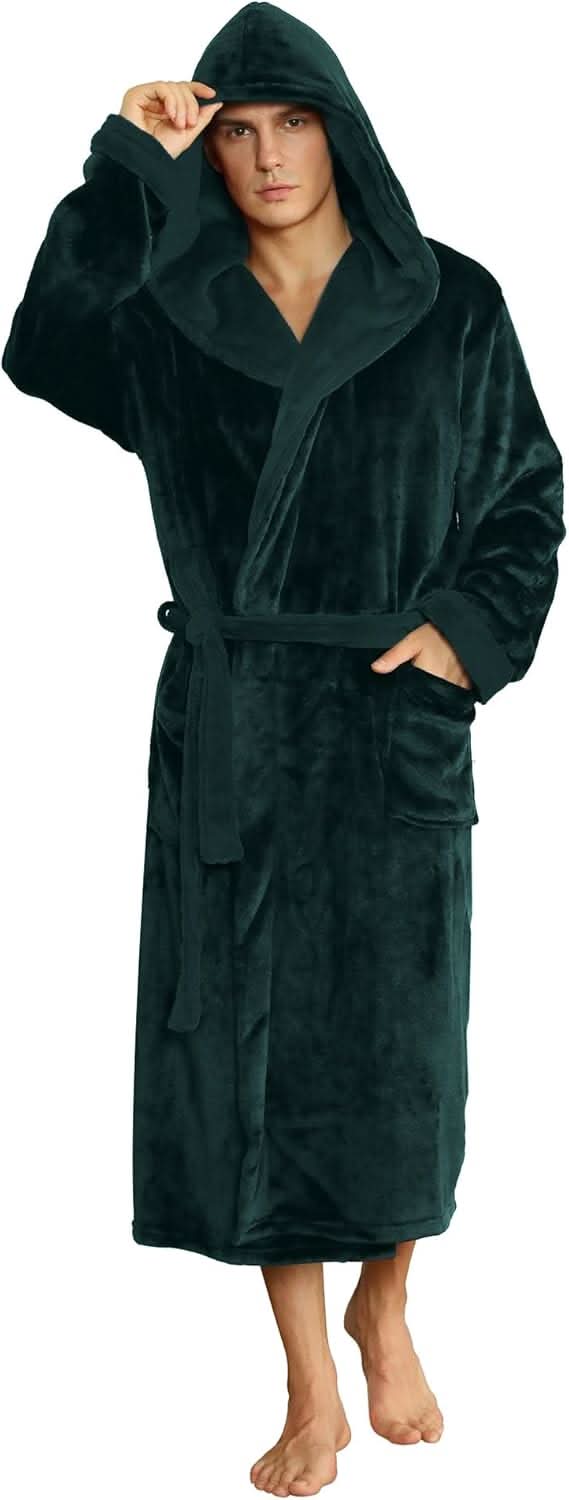 Men's Hooded Fleece Bathrobe