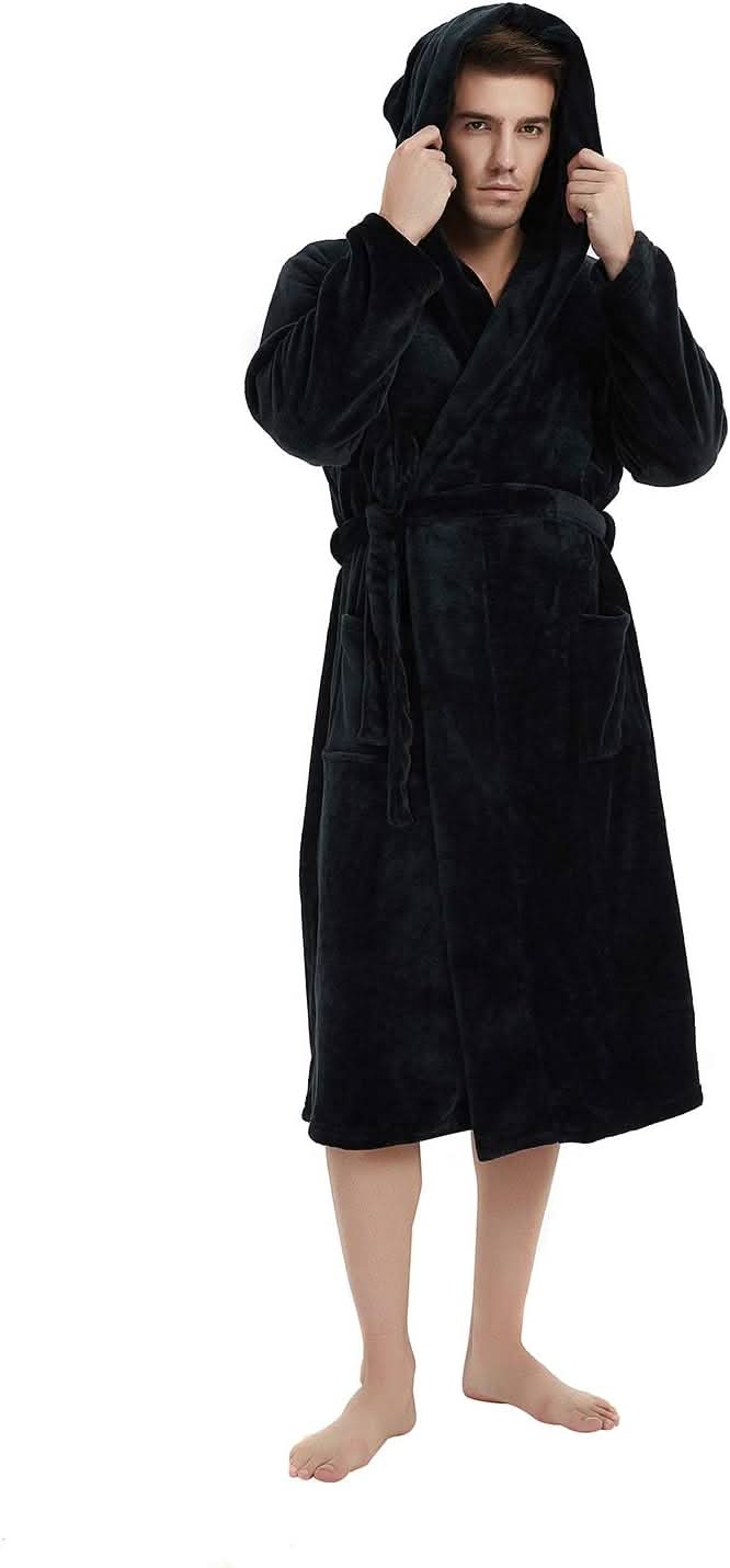 Men's Hooded Fleece Bathrobe