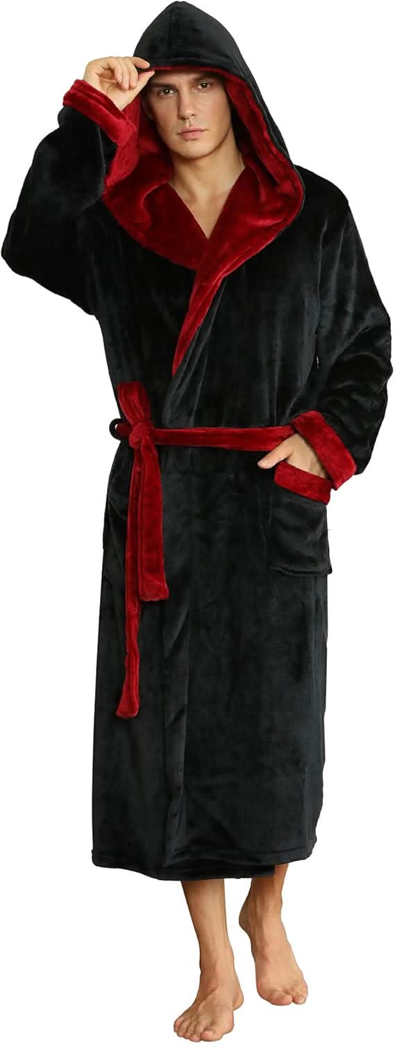 Men's Hooded Fleece Bathrobe