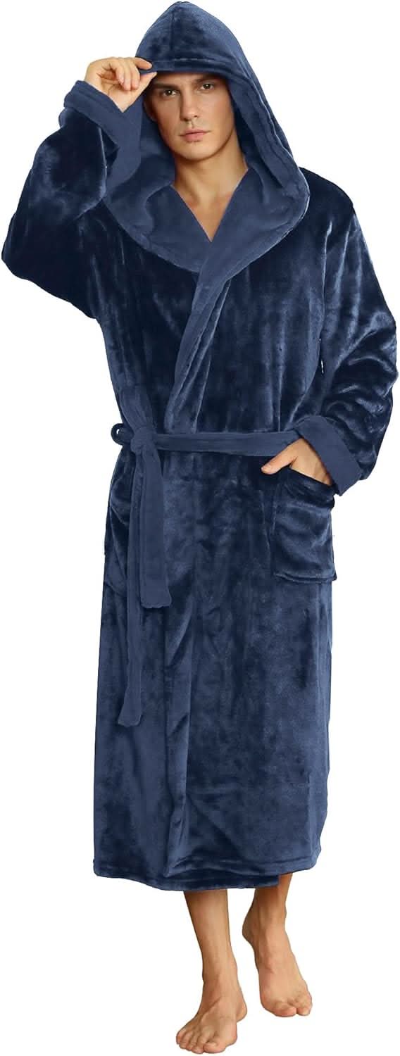Men's Hooded Fleece Bathrobe