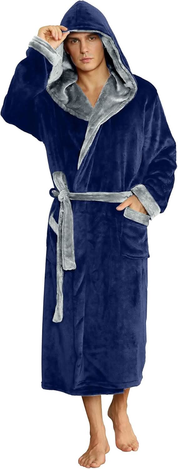 Men's Hooded Fleece Bathrobe