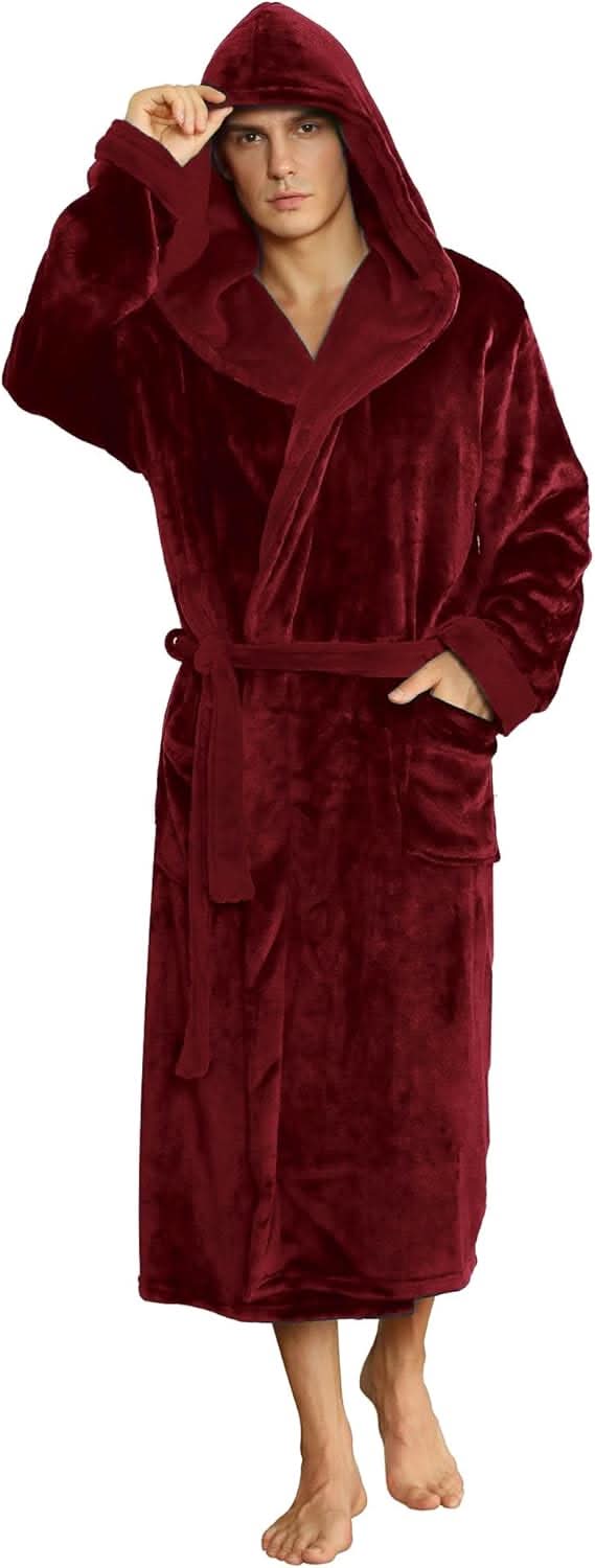 Men's Hooded Fleece Bathrobe