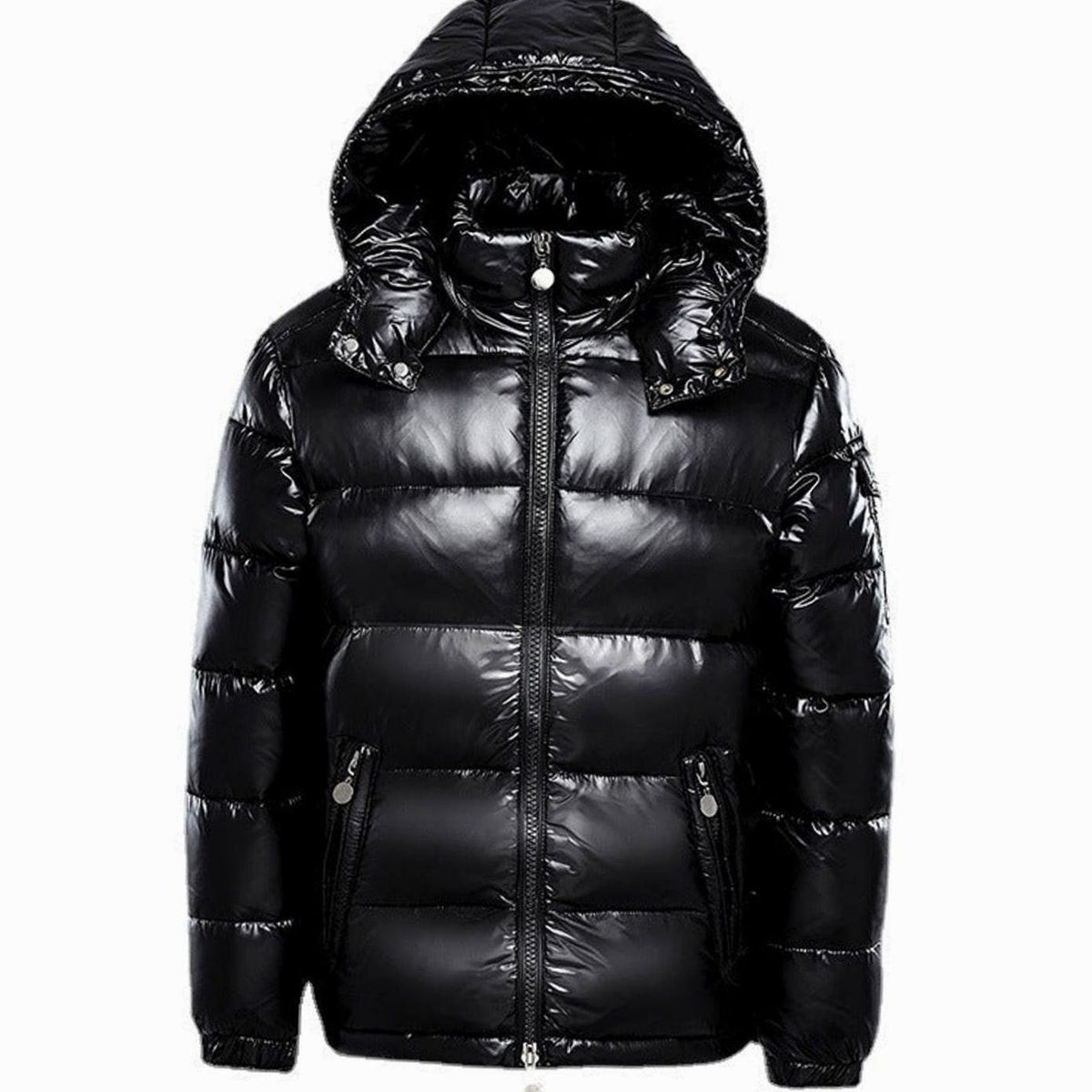 Men's Hooded Quilted Puffer Winter Jacket with Full Zip