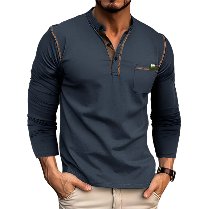 Men's Long-Sleeve Henley Shirt – Stylish Everyday Comfort