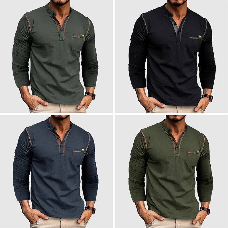 Men's Long-Sleeve Henley Shirt – Stylish Everyday Comfort
