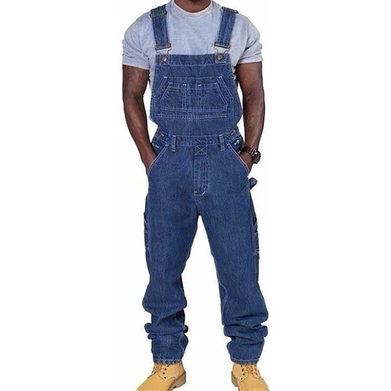 Men's Loose Fit Multi-Pocket Work Bib Overalls