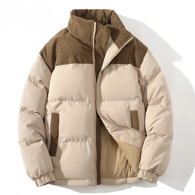Men's Loose Fit Quilted Insulated Front-Zip Puffer Jacket