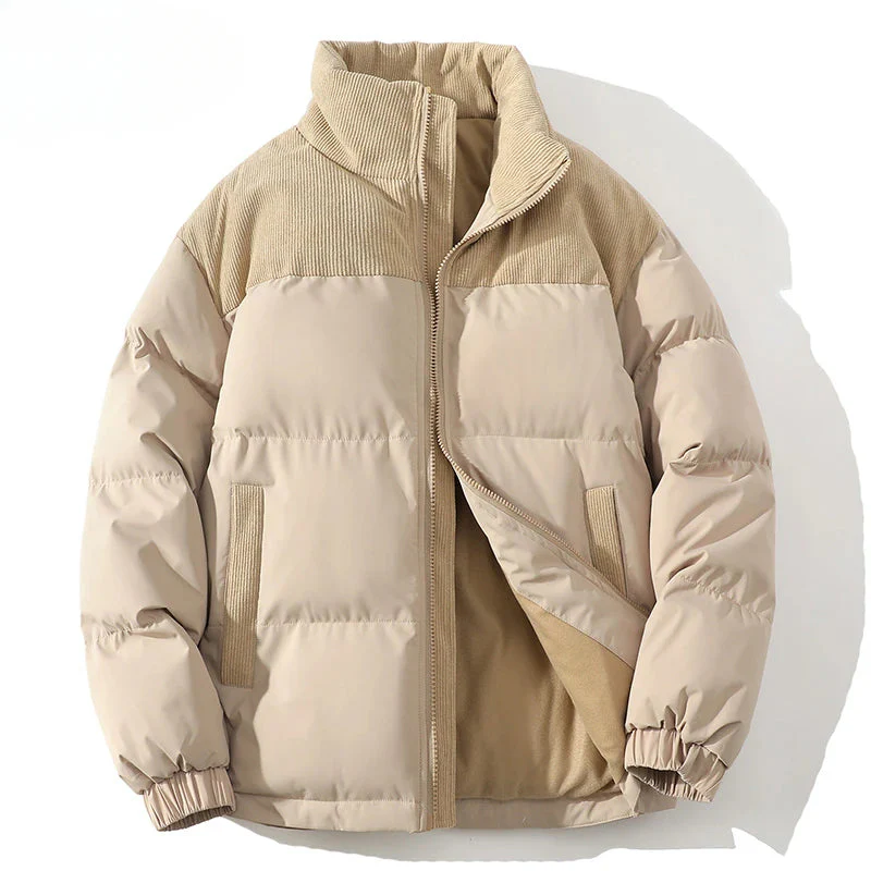 Men's Loose Fit Quilted Insulated Front-Zip Puffer Jacket