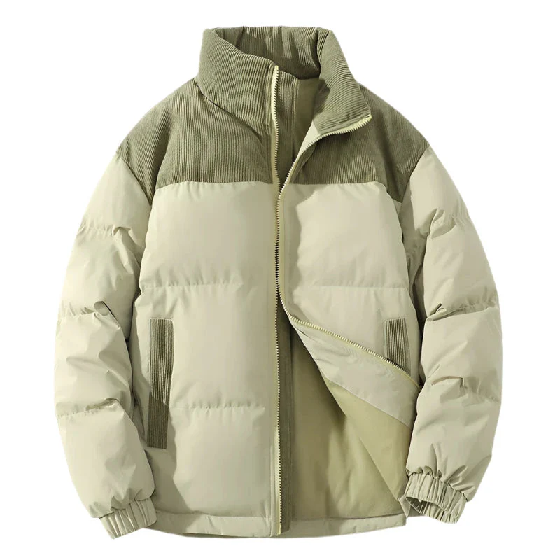 Men's Loose Fit Quilted Insulated Front-Zip Puffer Jacket