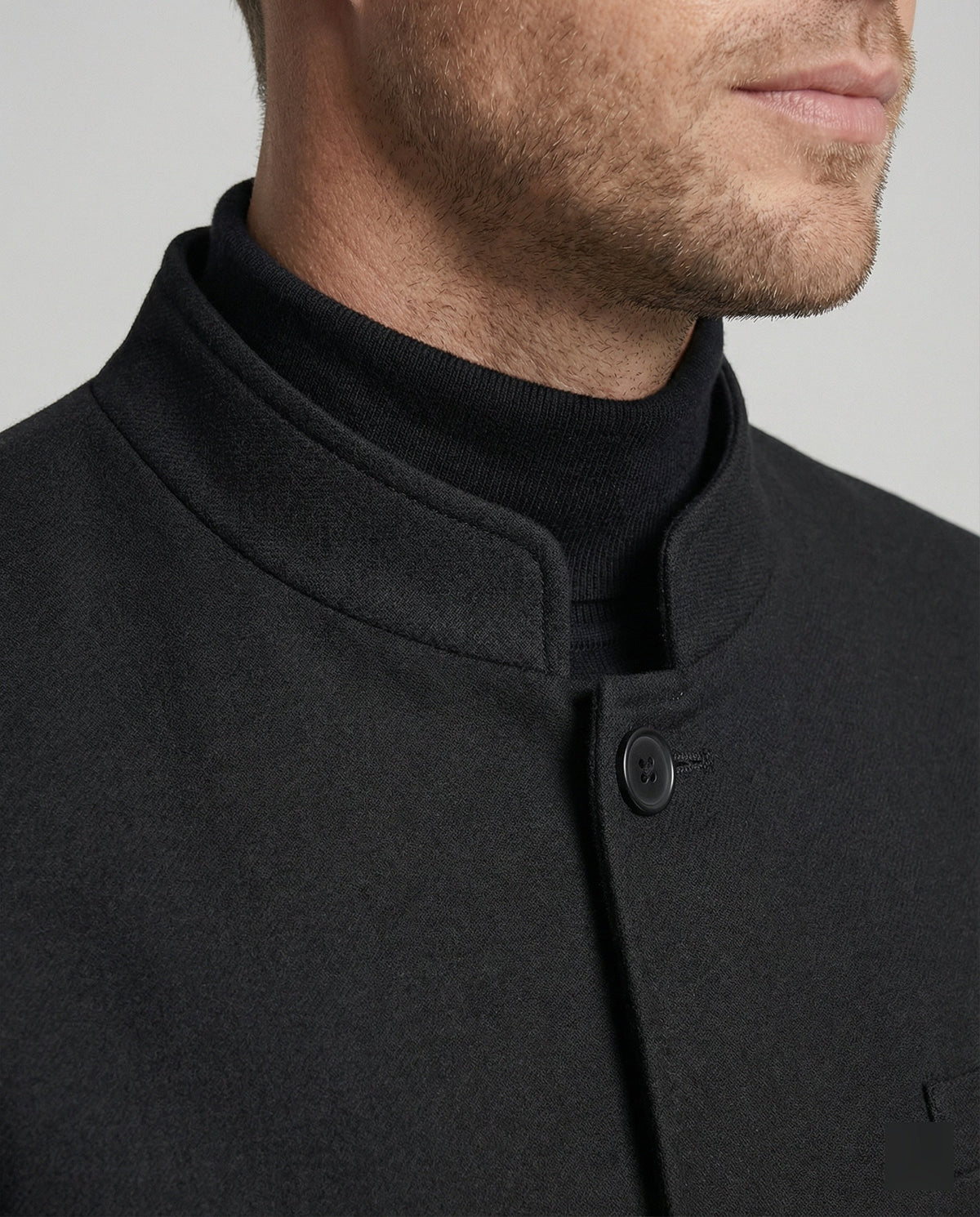 Men's New Chinese Style Short Stand Collar Jacket - Black