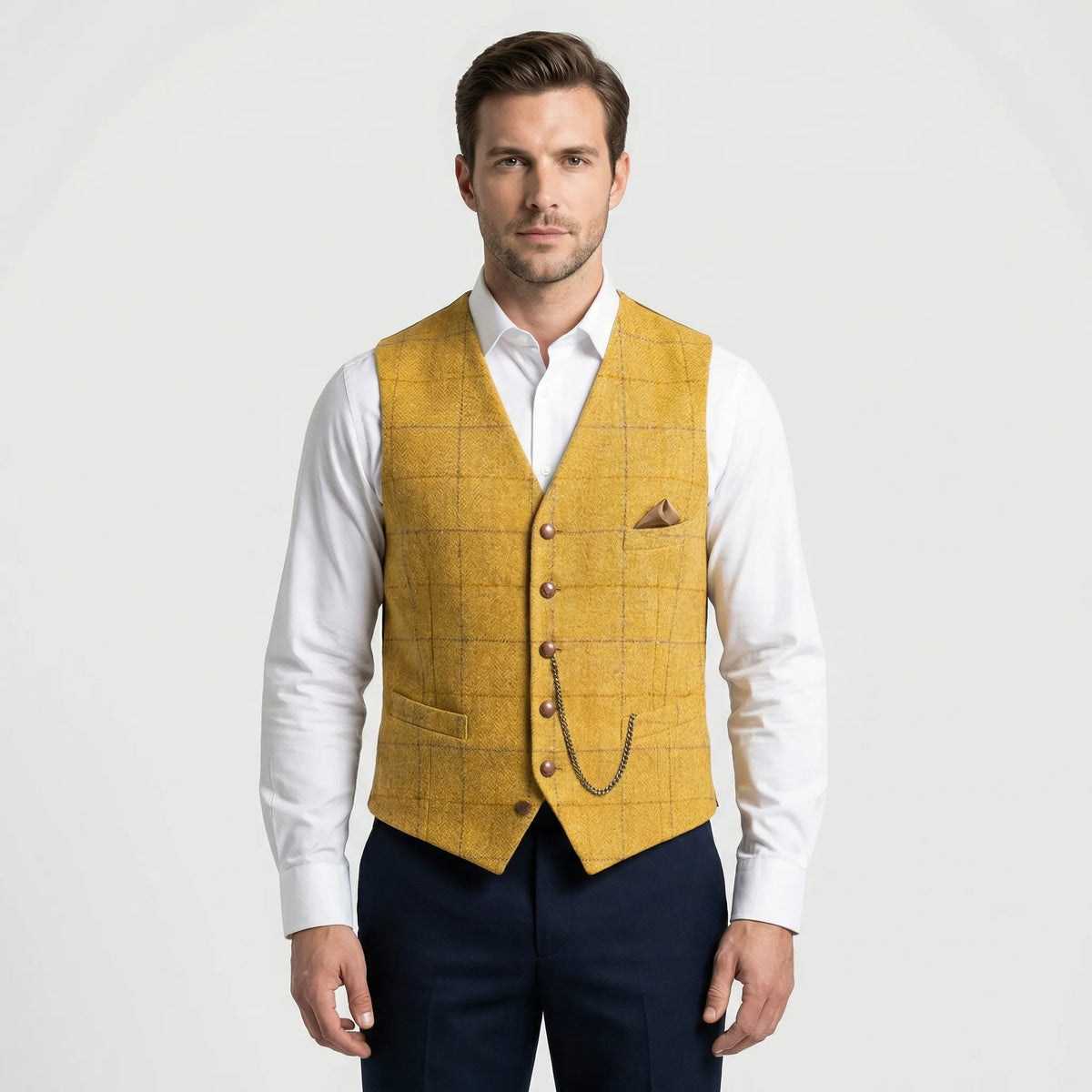 Men's Plaid V-Neck Waistcoat