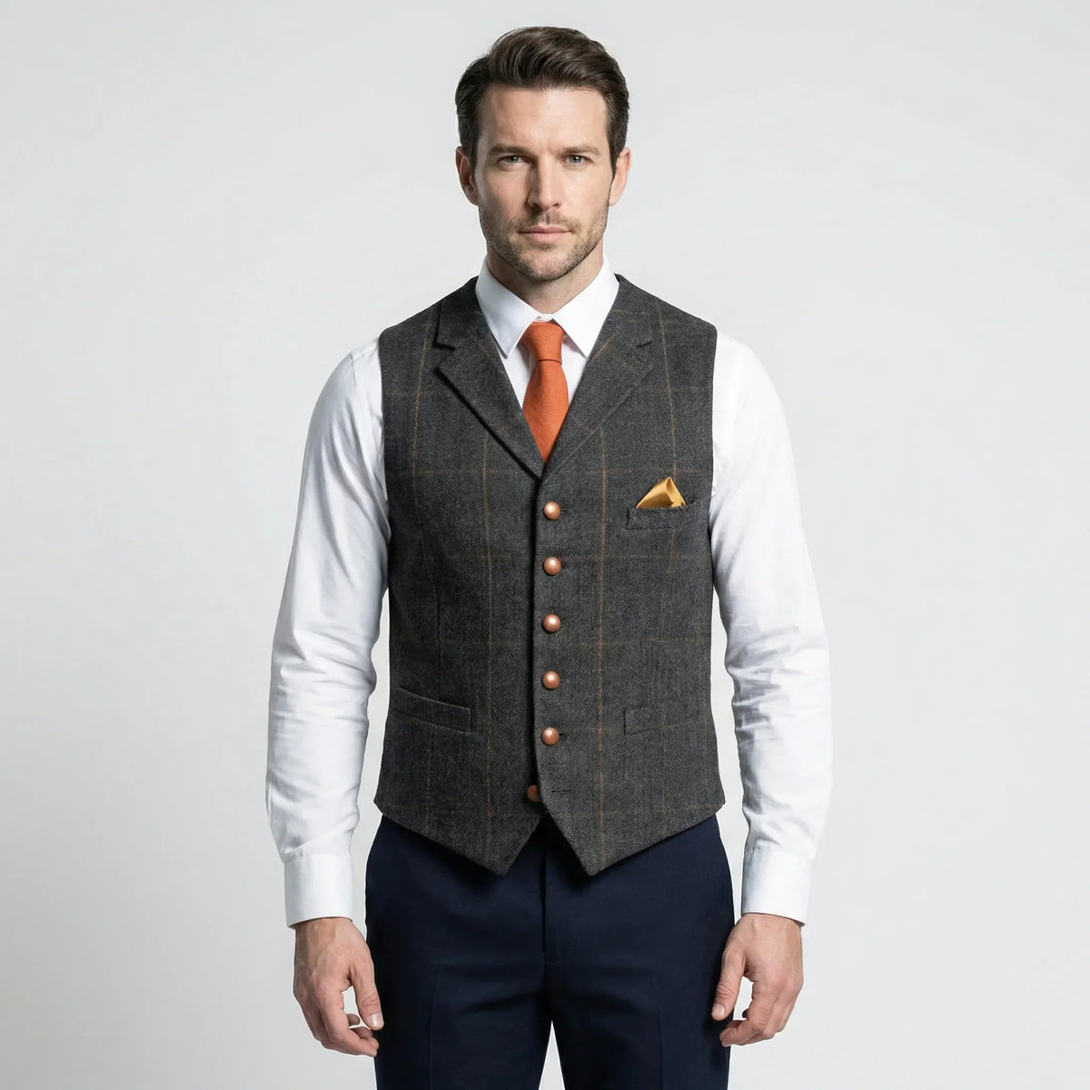 Men's Plaid V-Neck Waistcoat