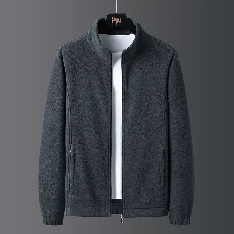 Men's Regular-Fit Stand-Up Collar Full-Zip Jacket with Elasticated Hem and Pockets