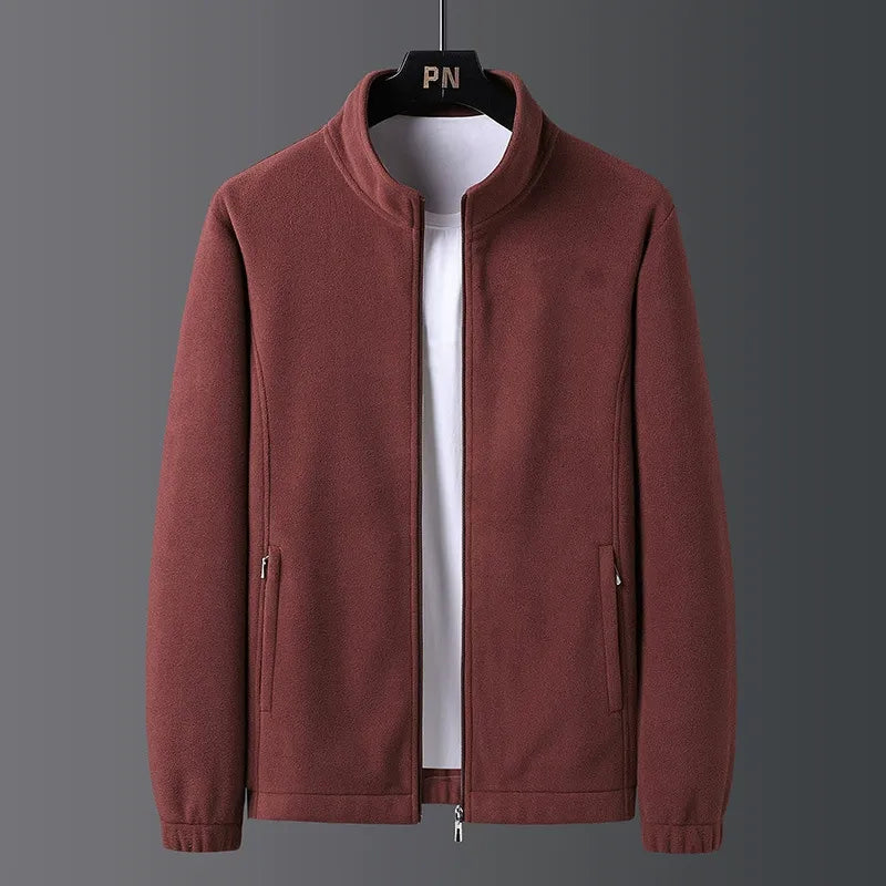 Men's Regular-Fit Stand-Up Collar Full-Zip Jacket with Elasticated Hem and Pockets