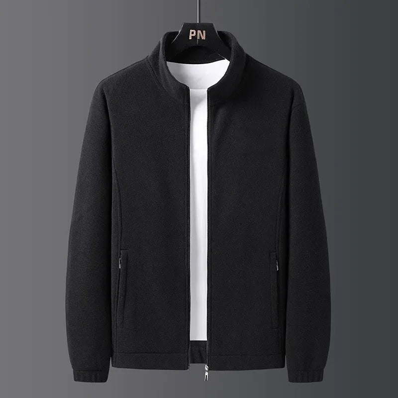 Men's Regular-Fit Stand-Up Collar Full-Zip Jacket with Elasticated Hem and Pockets