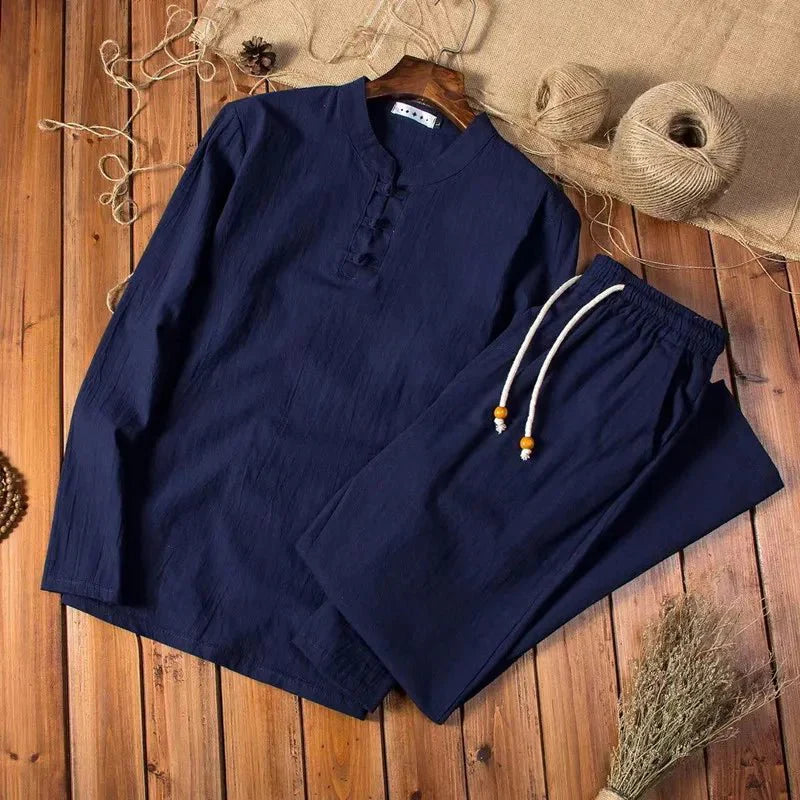 Men's Relaxed Fit Long-Sleeve Tracksuit in Breathable Cotton – Lightweight for Everyday Comfort