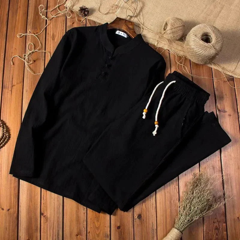 Men's Relaxed Fit Long-Sleeve Tracksuit in Breathable Cotton – Lightweight for Everyday Comfort