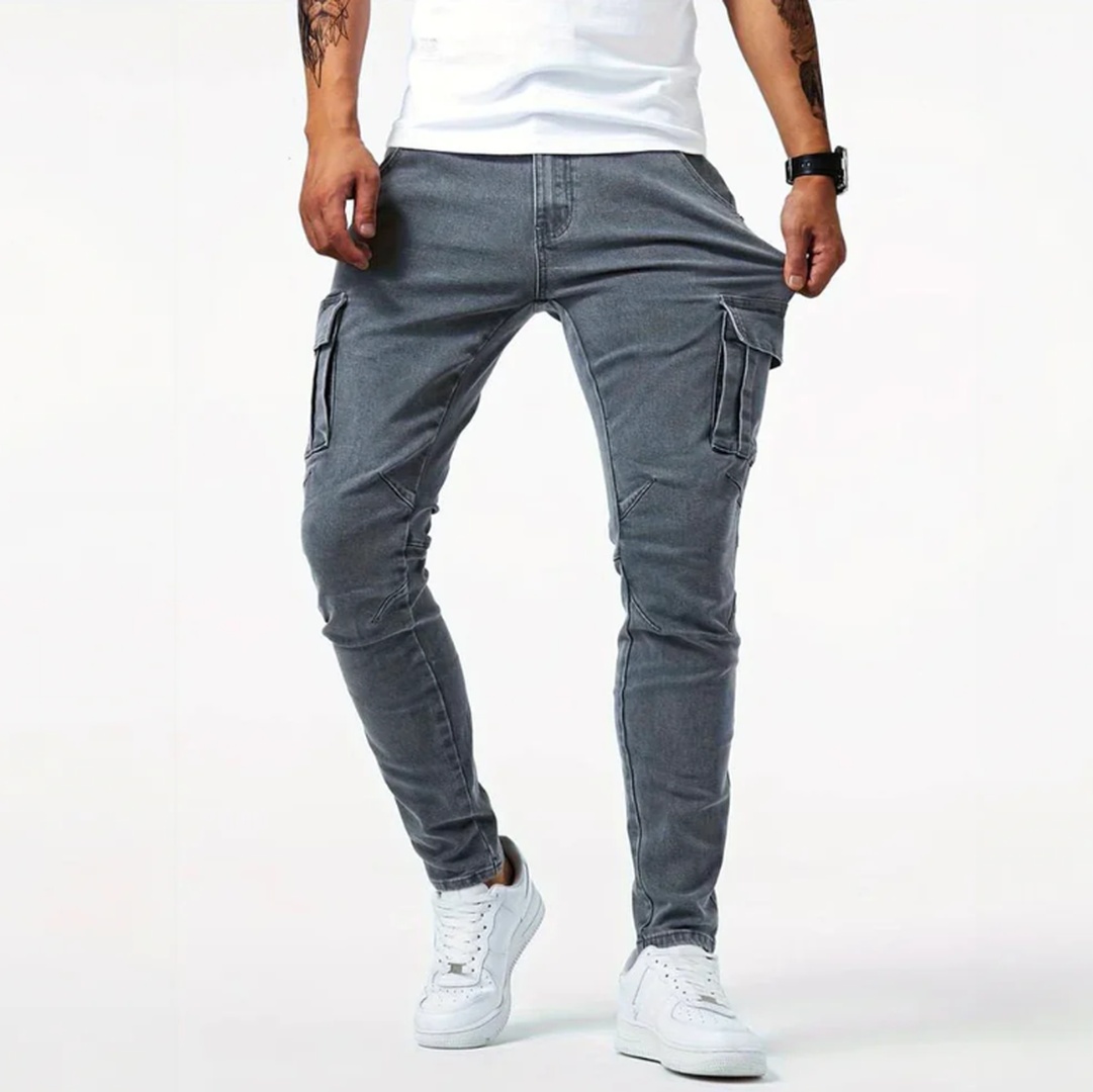 Men's Skinny Cargo Jeans with Pockets