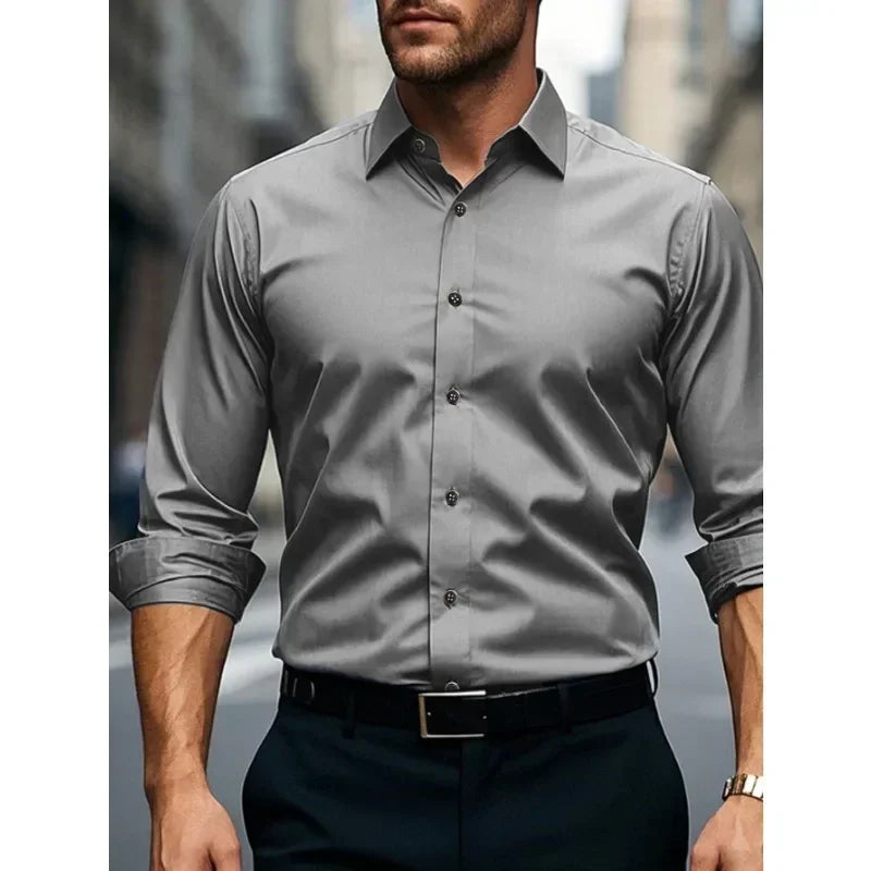 Men's Slim-Fit Button-Down Shirt for Business & Casual Wear